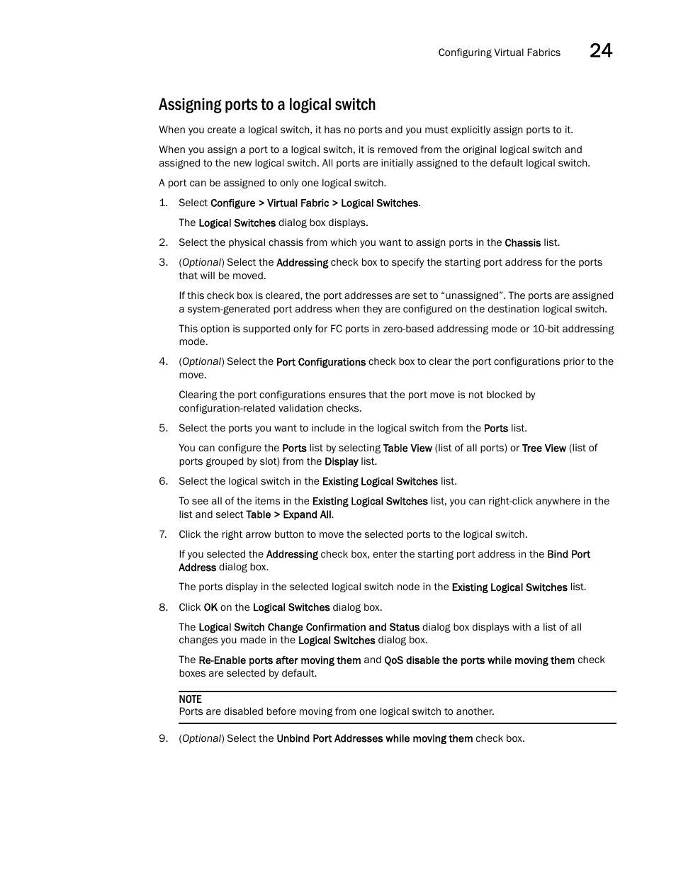 Assigning ports to a logical switch | Brocade Network Advisor SAN + IP User Manual v12.1.0 User Manual | Page 898 / 2389