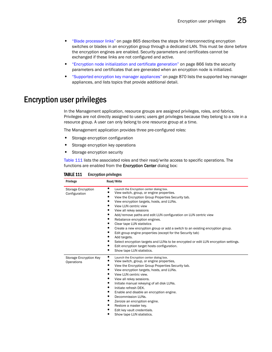 Encryption user privileges | Brocade Network Advisor SAN + IP User Manual v12.1.0 User Manual | Page 907 / 2389