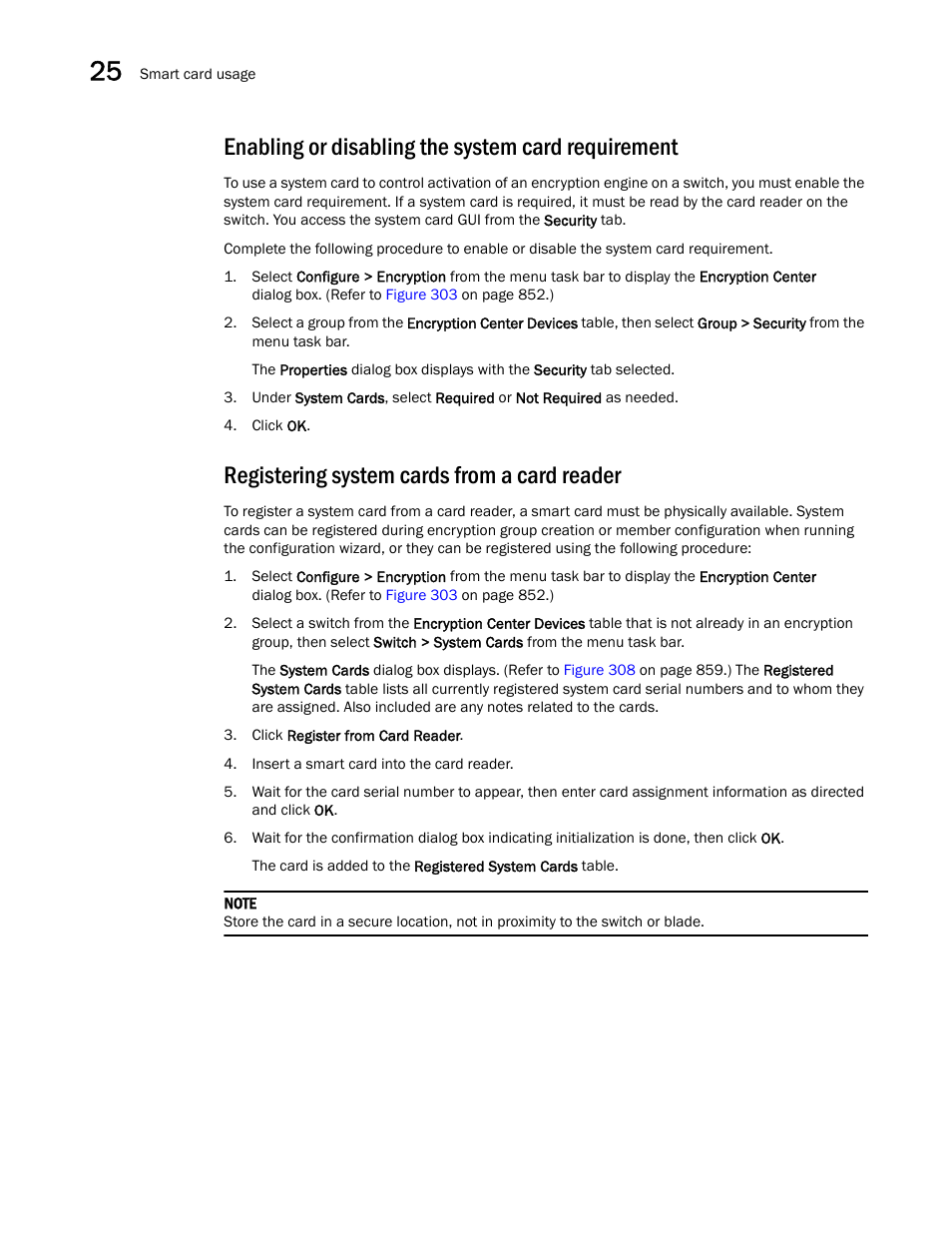 Enabling or disabling the system card requirement, Registering system cards from a card reader | Brocade Network Advisor SAN + IP User Manual v12.1.0 User Manual | Page 914 / 2389