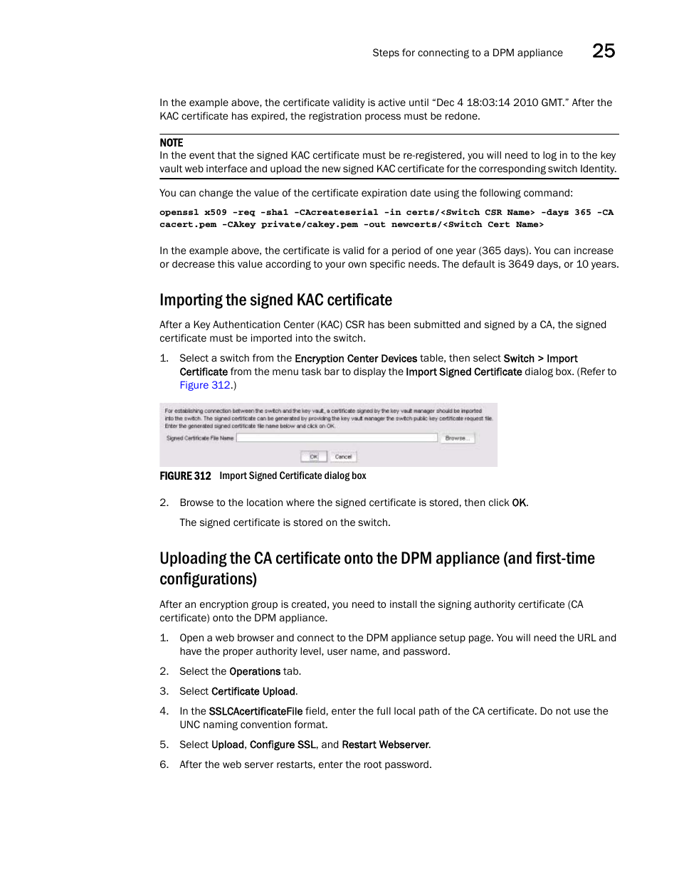 Importing the signed kac certificate, Importing the signed, Kac certificate | Brocade Network Advisor SAN + IP User Manual v12.1.0 User Manual | Page 927 / 2389