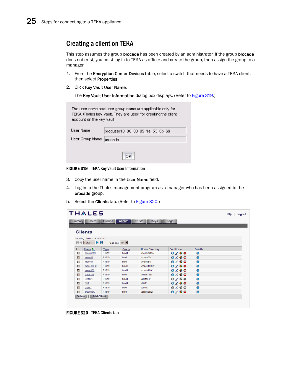 Creating a client on teka | Brocade Network Advisor SAN + IP User Manual v12.1.0 User Manual | Page 948 / 2389