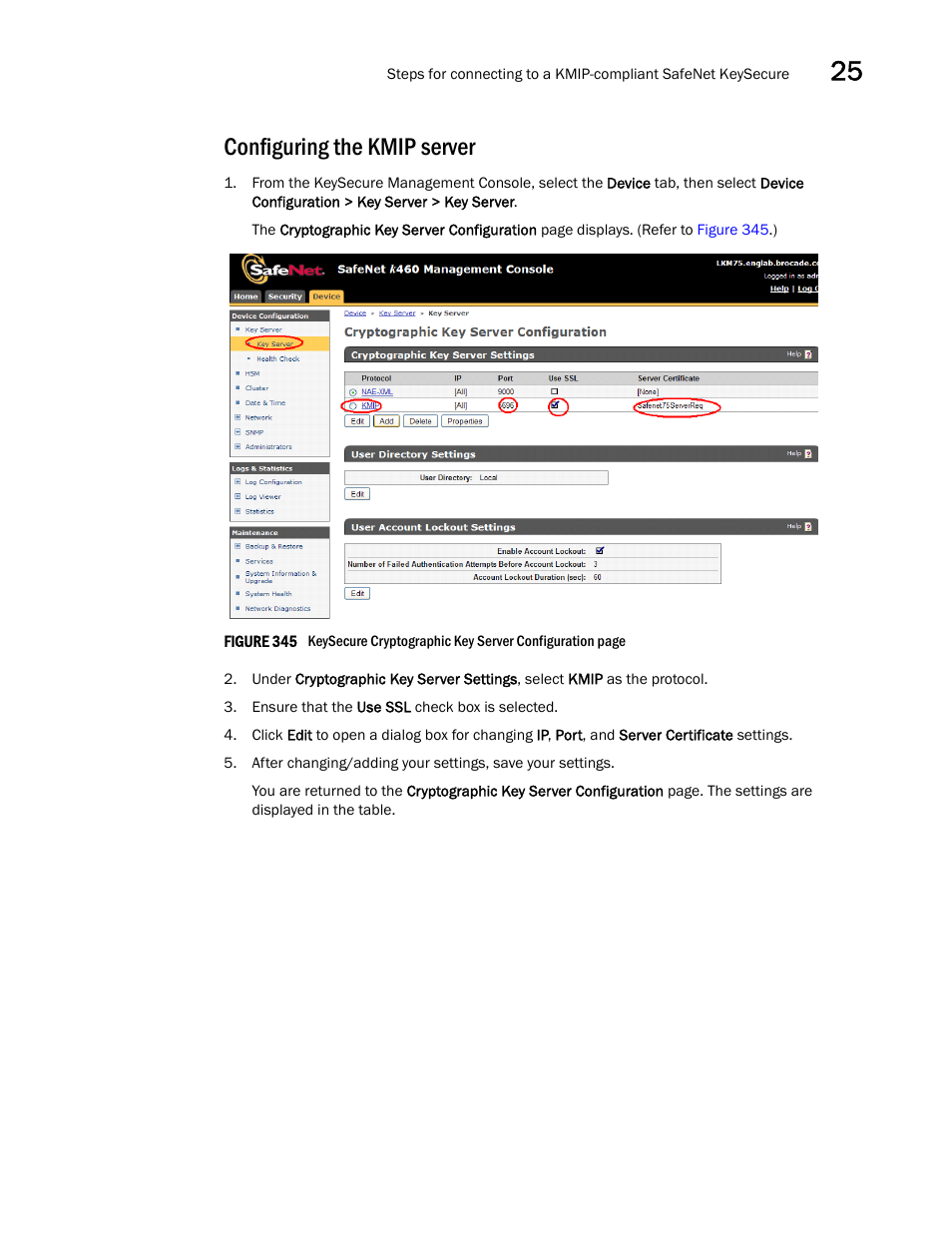 Configuring the kmip server | Brocade Network Advisor SAN + IP User Manual v12.1.0 User Manual | Page 971 / 2389