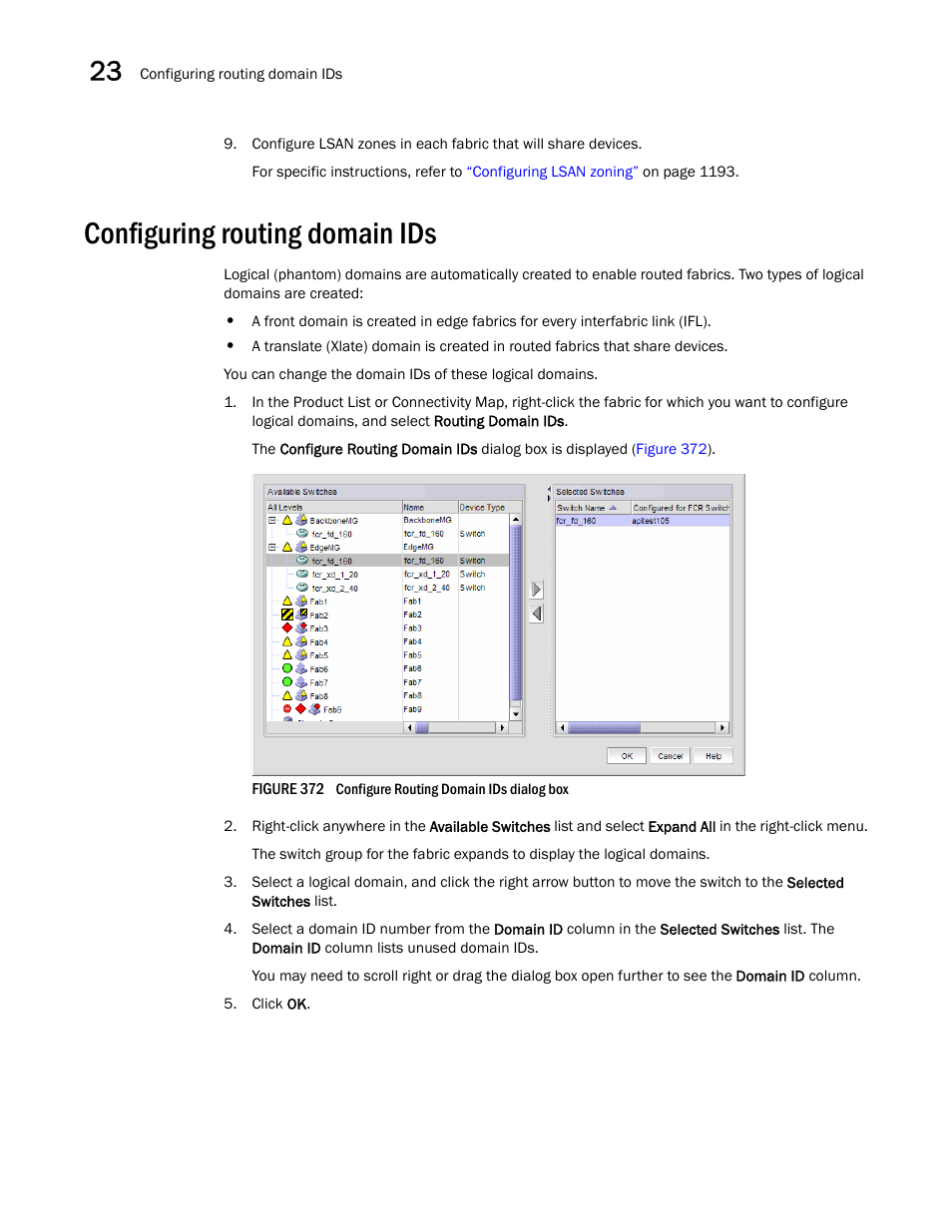 Configuring routing domain ids | Brocade Network Advisor SAN + IP User Manual v12.3.0 User Manual | Page 1028 / 2702