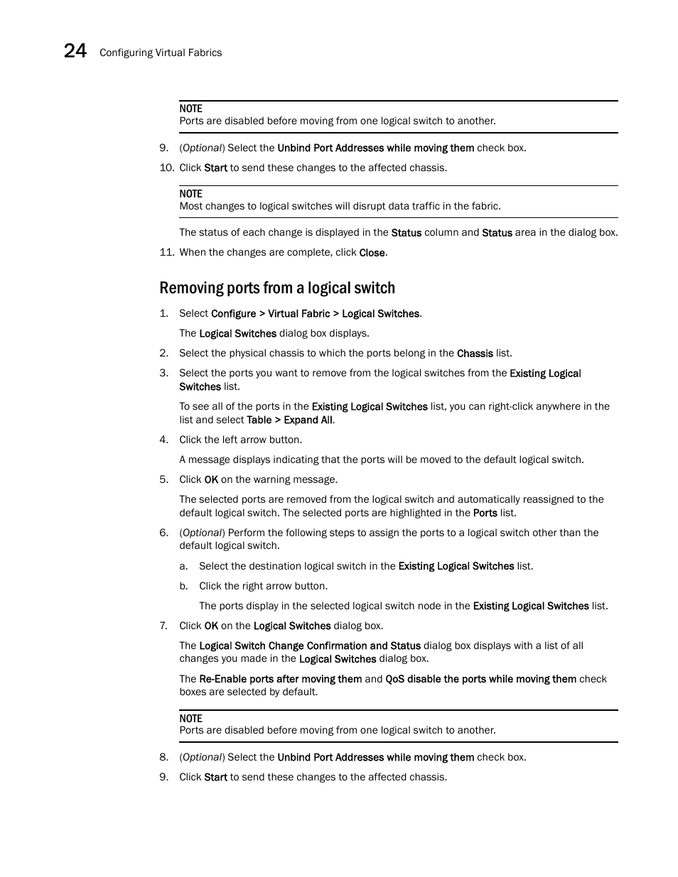 Removing ports from a logical switch | Brocade Network Advisor SAN + IP User Manual v12.3.0 User Manual | Page 1040 / 2702