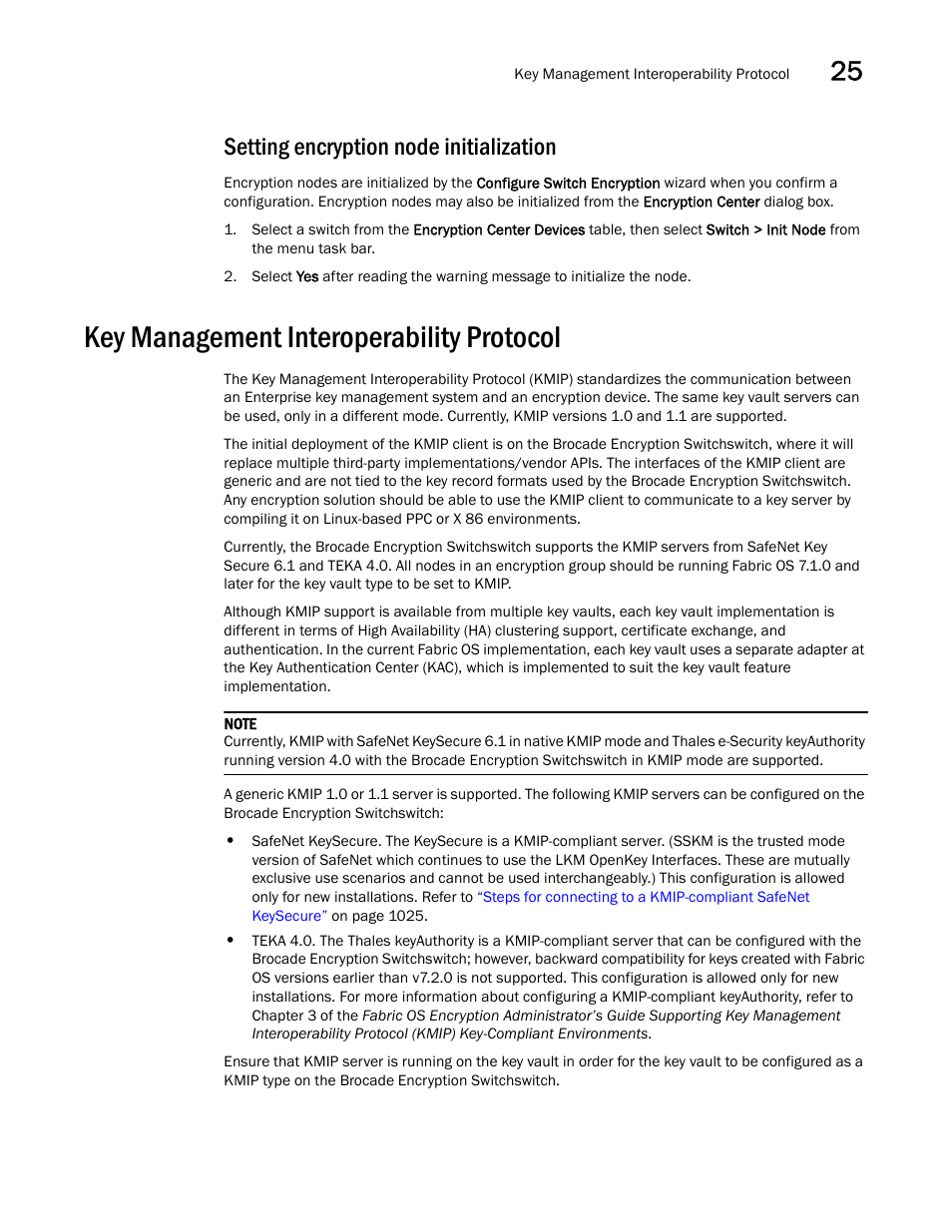 Key management interoperability protocol, Setting encryption node initialization | Brocade Network Advisor SAN + IP User Manual v12.3.0 User Manual | Page 1063 / 2702