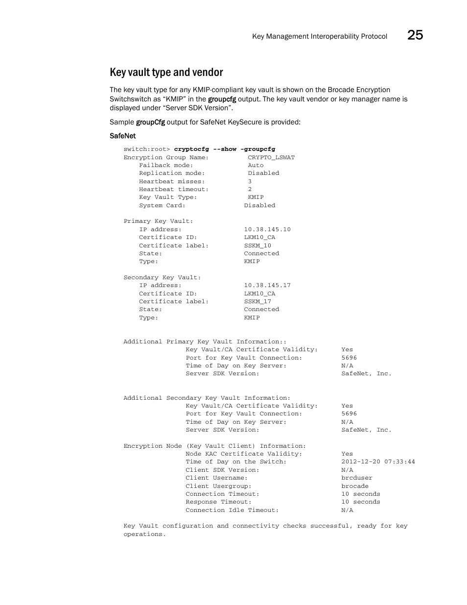 Key vault type and vendor | Brocade Network Advisor SAN + IP User Manual v12.3.0 User Manual | Page 1065 / 2702