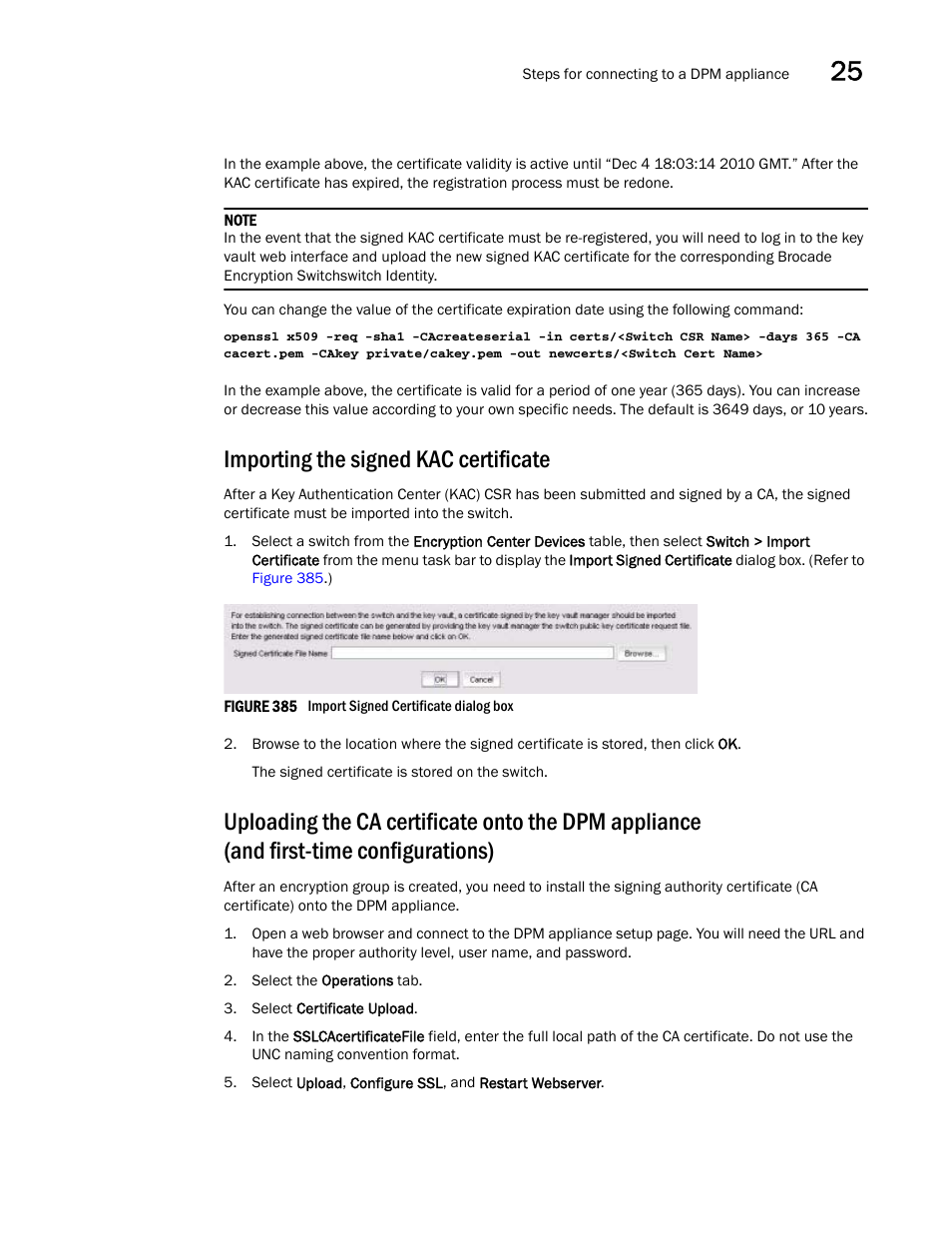 Importing the signed kac certificate, Importing the signed, Kac certificate | Brocade Network Advisor SAN + IP User Manual v12.3.0 User Manual | Page 1069 / 2702