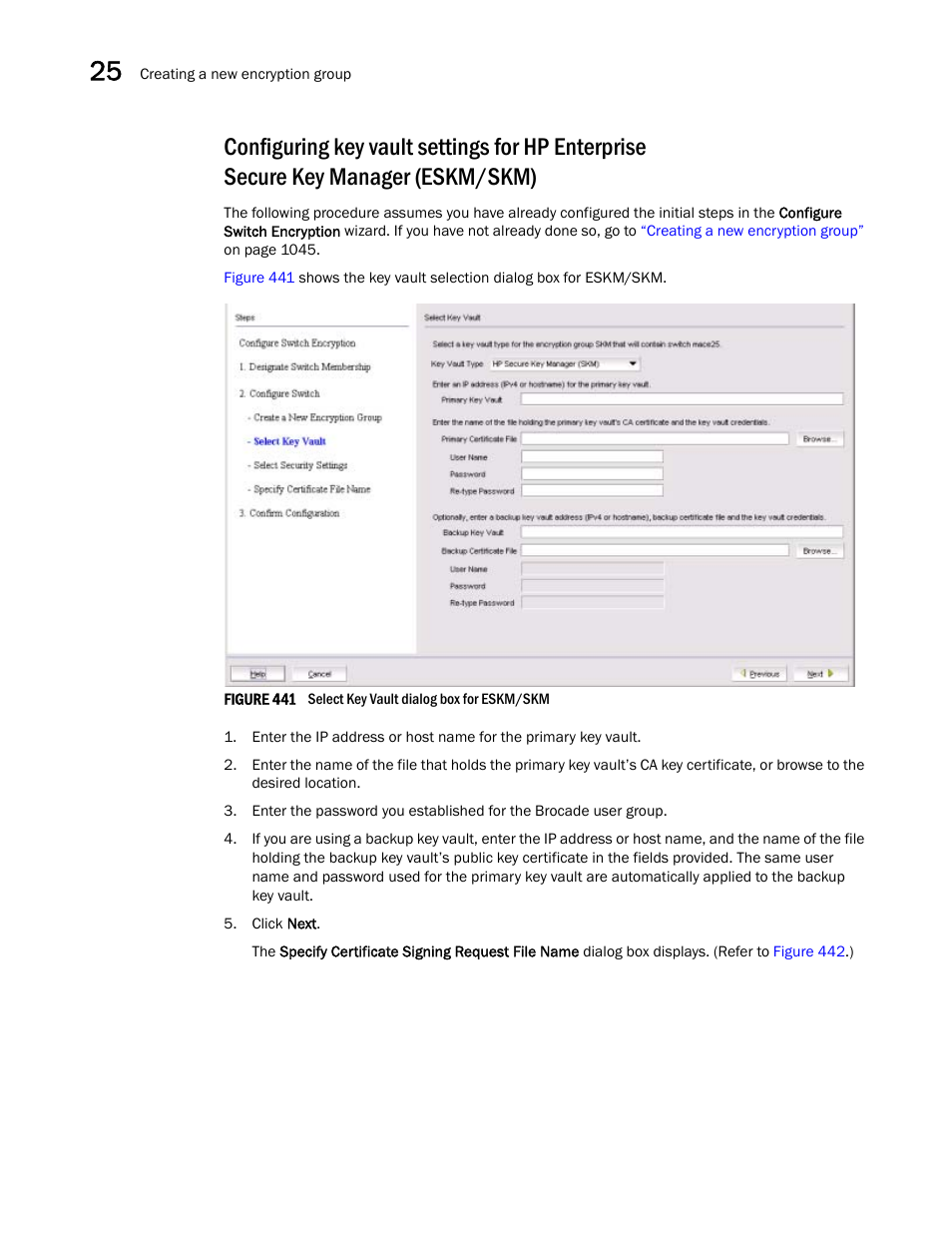 Configuring key vault settings for hp, Enterprise secure key manager (eskm/skm) | Brocade Network Advisor SAN + IP User Manual v12.3.0 User Manual | Page 1134 / 2702