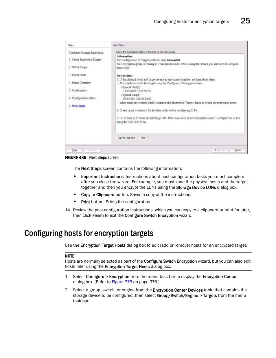 Configuring hosts for encryption targets, Configuring hosts for encryption targets 1 | Brocade Network Advisor SAN + IP User Manual v12.3.0 User Manual | Page 1173 / 2702
