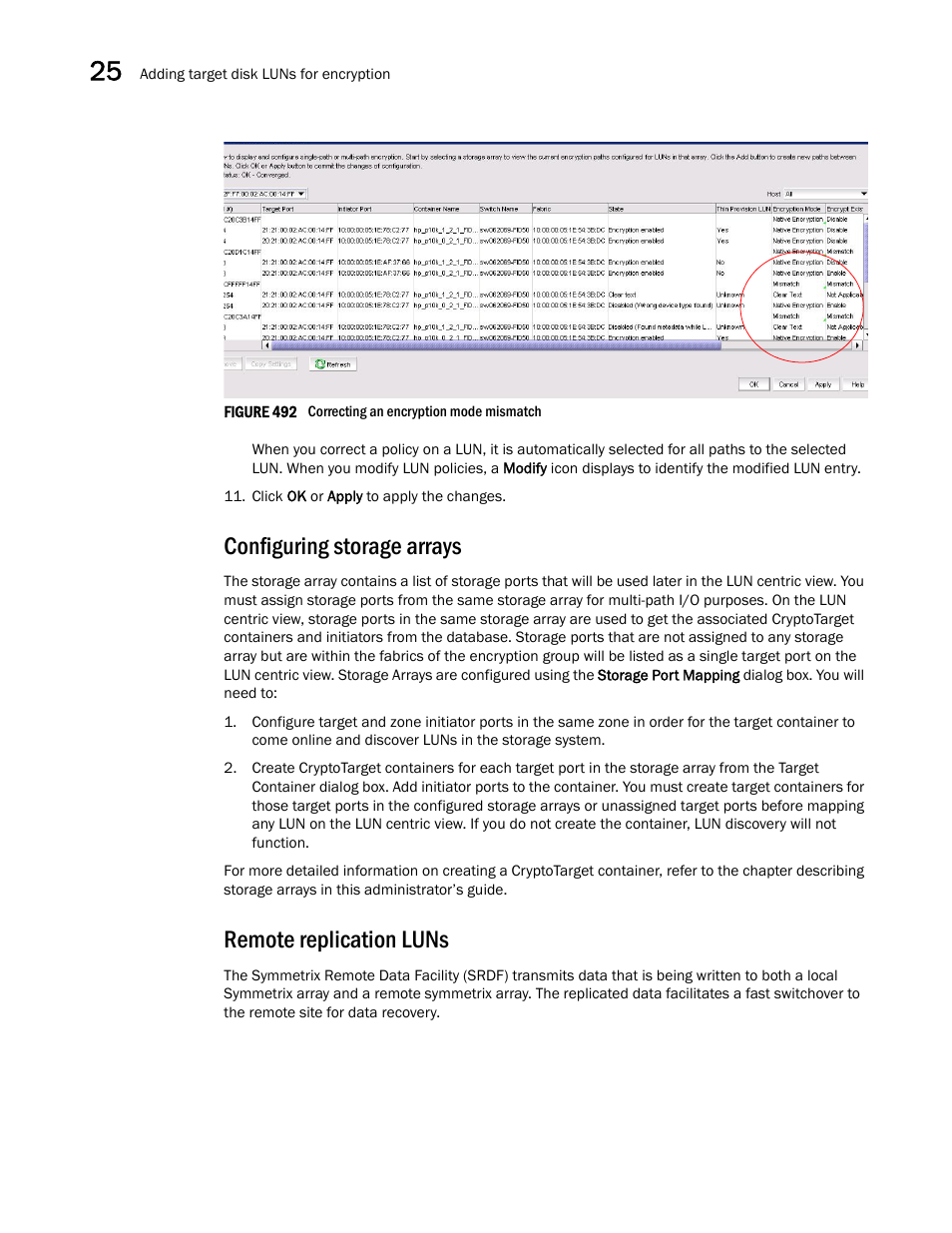 Configuring storage arrays, Remote replication luns | Brocade Network Advisor SAN + IP User Manual v12.3.0 User Manual | Page 1180 / 2702
