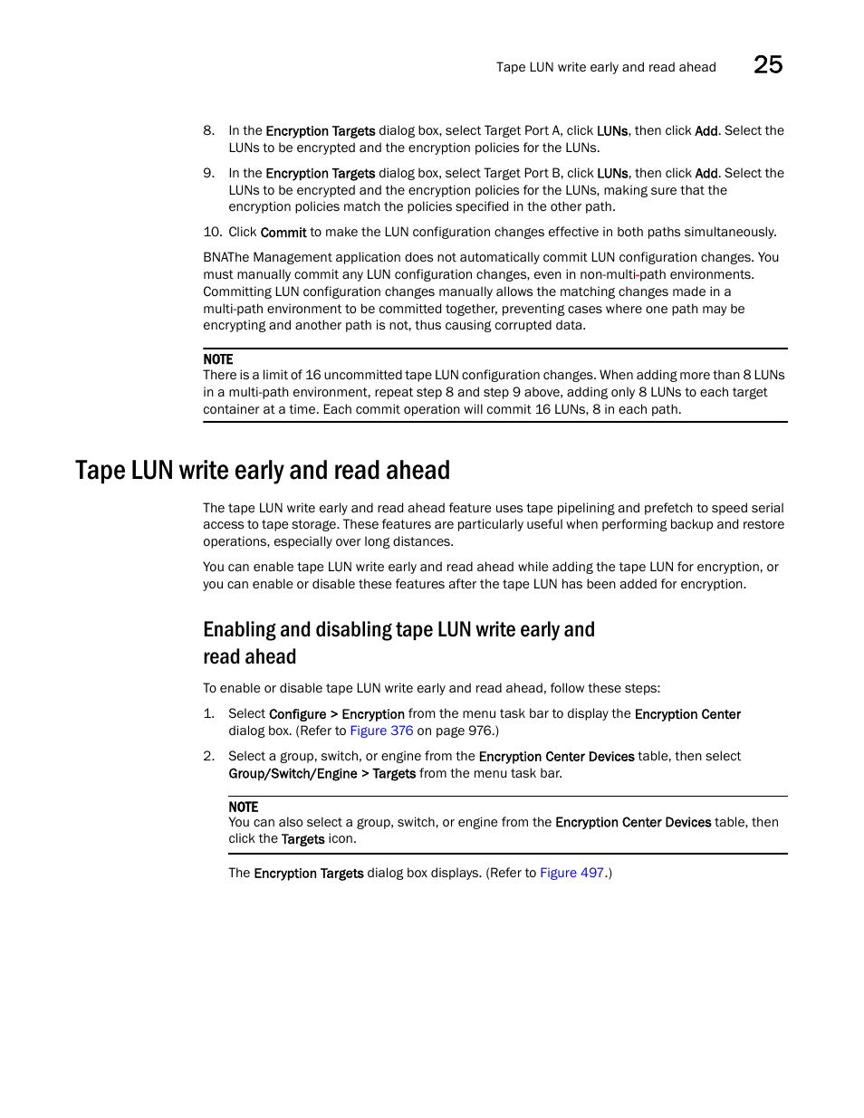 Tape lun write early and read ahead, Tape lun write early and read ahead 5 | Brocade Network Advisor SAN + IP User Manual v12.3.0 User Manual | Page 1187 / 2702