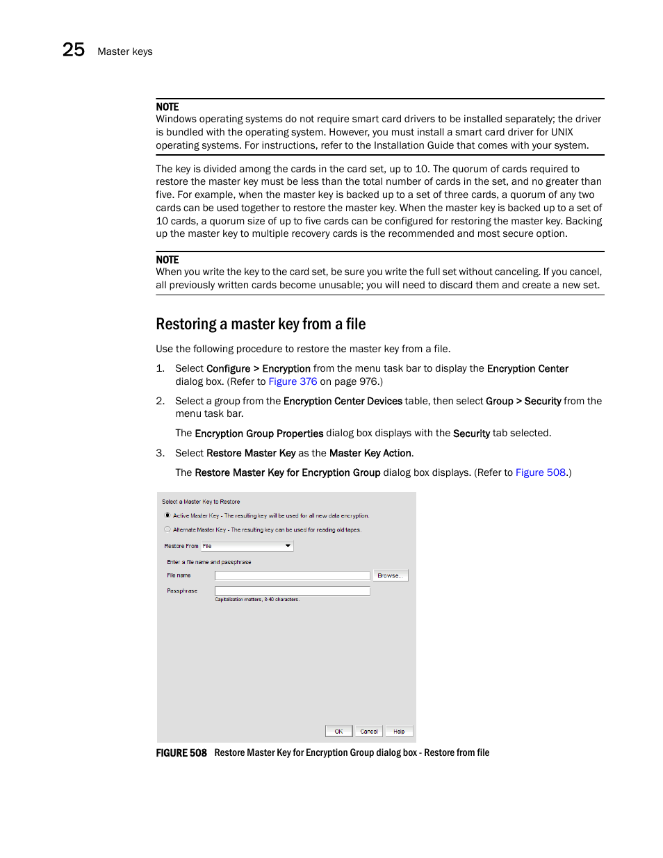 Restoring a master key from a file | Brocade Network Advisor SAN + IP User Manual v12.3.0 User Manual | Page 1200 / 2702