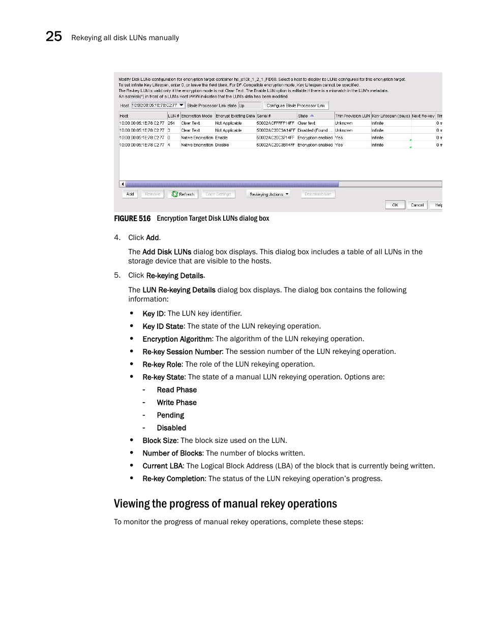 Viewing the progress of manual rekey operations | Brocade Network Advisor SAN + IP User Manual v12.3.0 User Manual | Page 1212 / 2702