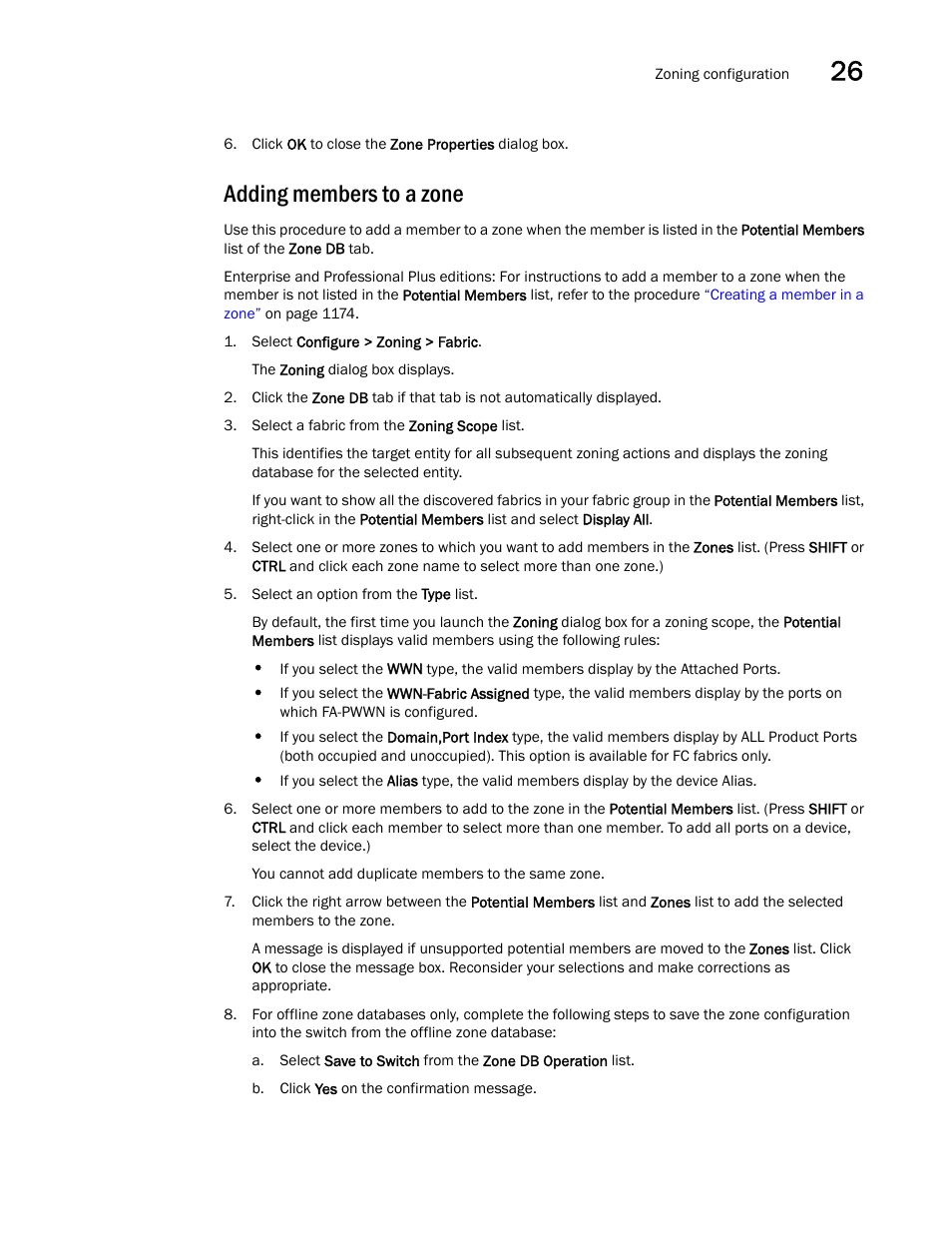 Adding members to a zone, Adding members to a, Zone | Brocade Network Advisor SAN + IP User Manual v12.3.0 User Manual | Page 1245 / 2702