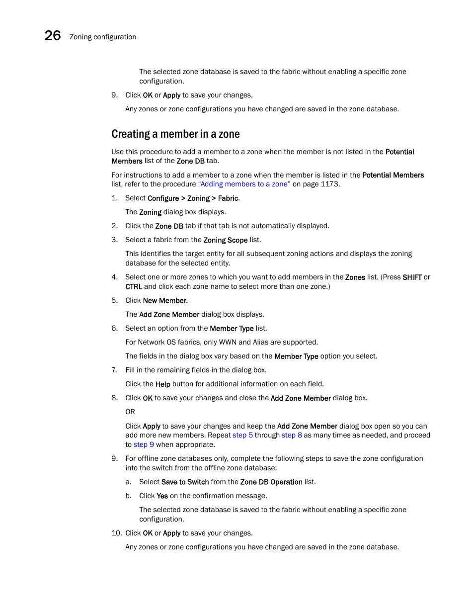 Creating a member in a zone | Brocade Network Advisor SAN + IP User Manual v12.3.0 User Manual | Page 1246 / 2702