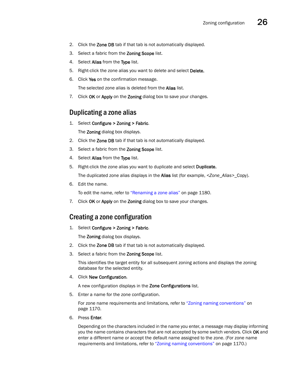 Duplicating a zone alias, Creating a zone configuration | Brocade Network Advisor SAN + IP User Manual v12.3.0 User Manual | Page 1253 / 2702