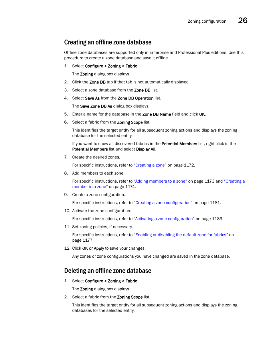 Creating an offline zone database, Deleting an offline zone database | Brocade Network Advisor SAN + IP User Manual v12.3.0 User Manual | Page 1259 / 2702
