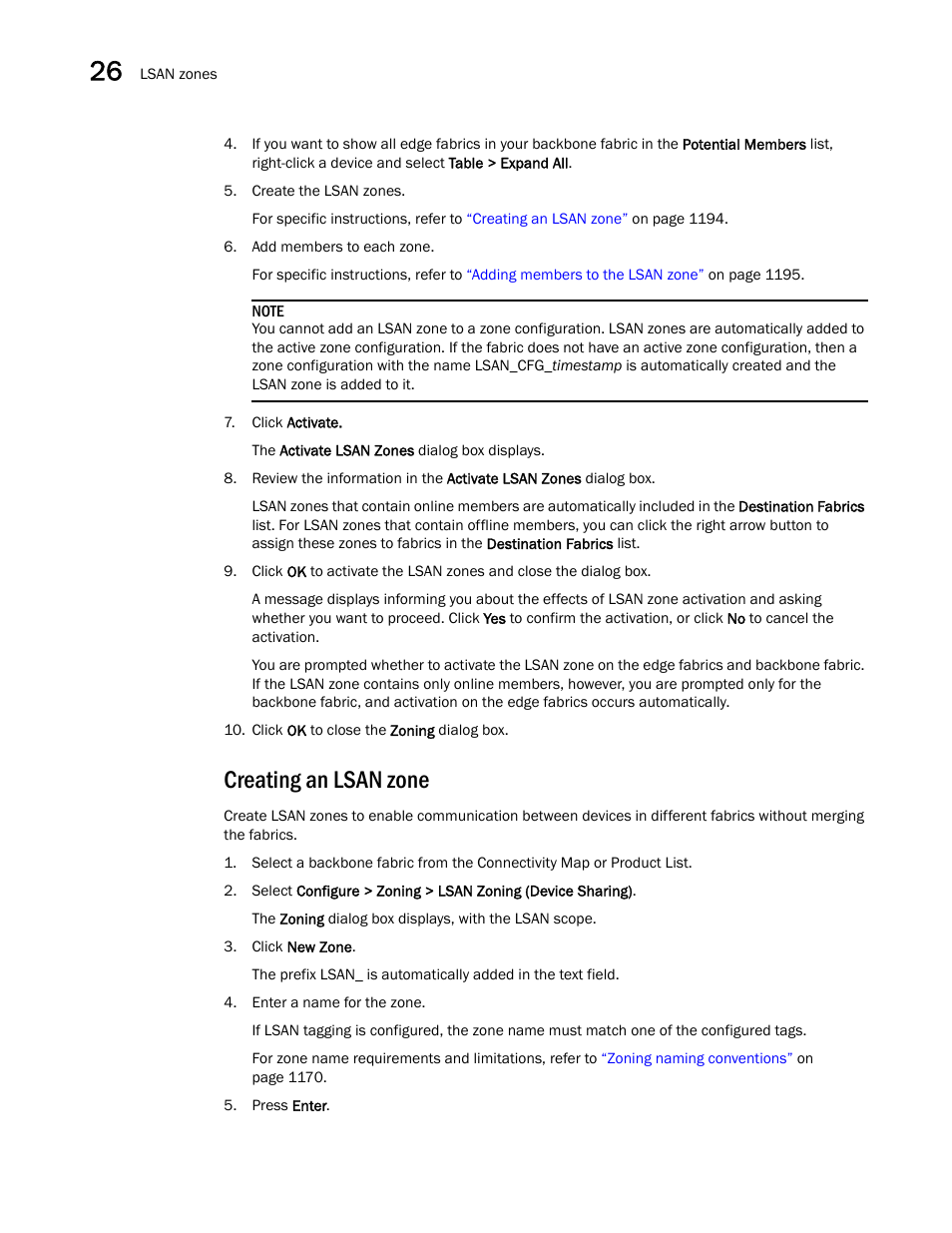 Creating an lsan zone | Brocade Network Advisor SAN + IP User Manual v12.3.0 User Manual | Page 1266 / 2702