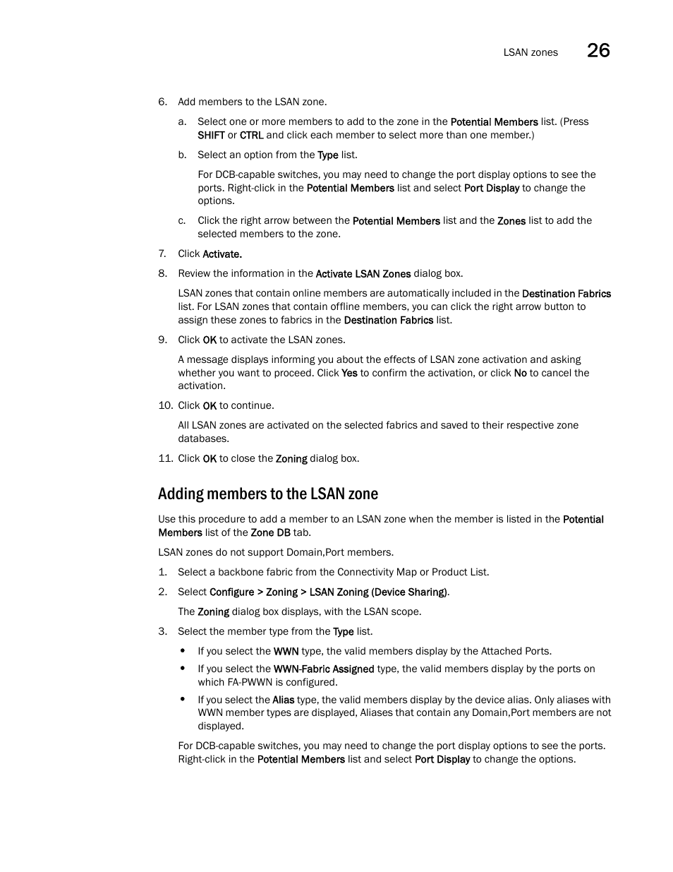 Adding members to the lsan zone | Brocade Network Advisor SAN + IP User Manual v12.3.0 User Manual | Page 1267 / 2702