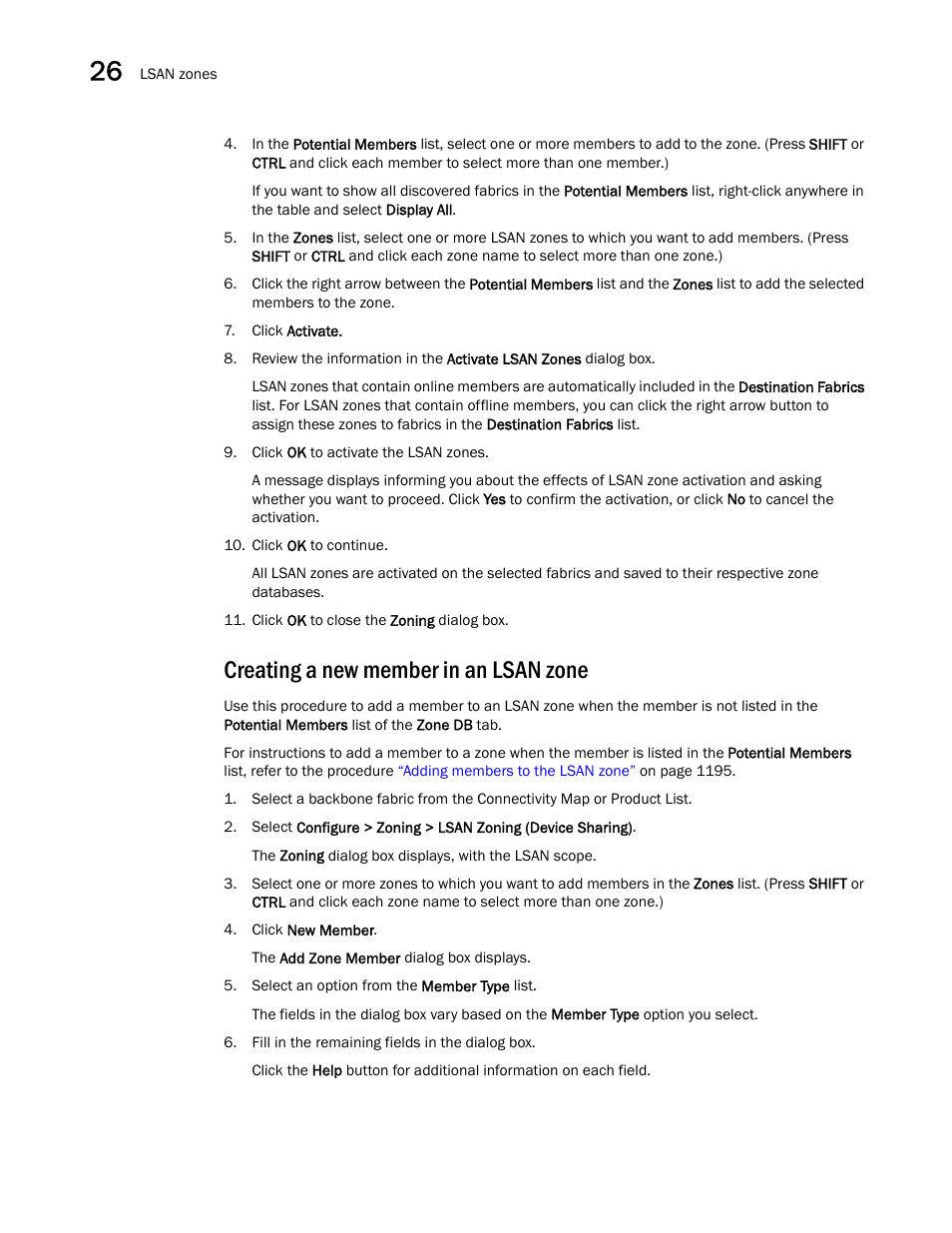 Creating a new member in an lsan zone, Creating a, New member in an lsan zone | Brocade Network Advisor SAN + IP User Manual v12.3.0 User Manual | Page 1268 / 2702