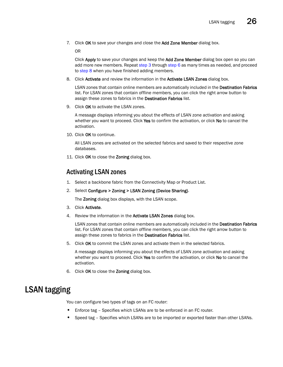Activating lsan zones, Lsan tagging, Lsan tagging 7 | Brocade Network Advisor SAN + IP User Manual v12.3.0 User Manual | Page 1269 / 2702