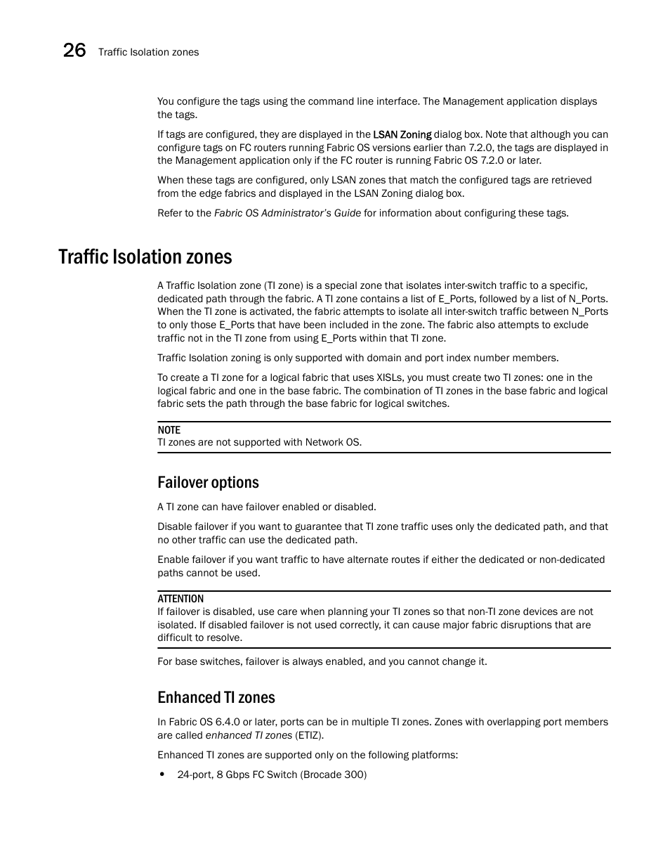 Traffic isolation zones, Traffic isolation zones 8, Traffic | Isolation zones, Failover options, Enhanced ti zones | Brocade Network Advisor SAN + IP User Manual v12.3.0 User Manual | Page 1270 / 2702