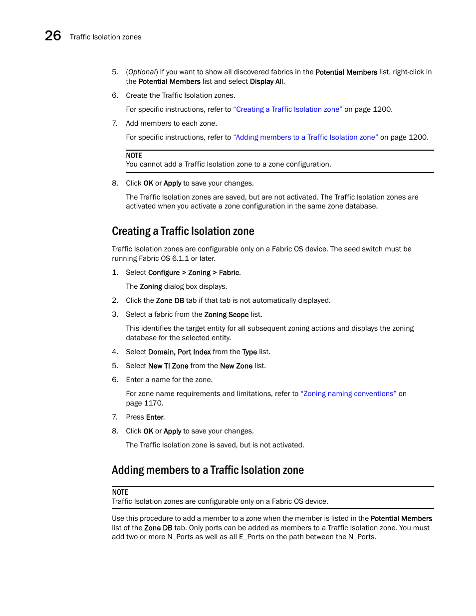 Creating a traffic isolation zone, Adding members to a traffic isolation zone | Brocade Network Advisor SAN + IP User Manual v12.3.0 User Manual | Page 1272 / 2702