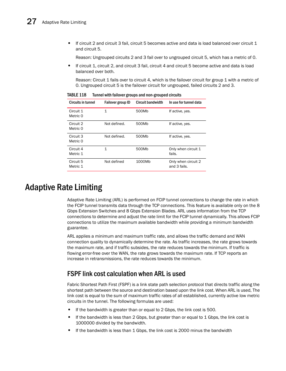 Adaptive rate limiting, Fspf link cost calculation when arl is used | Brocade Network Advisor SAN + IP User Manual v12.3.0 User Manual | Page 1296 / 2702