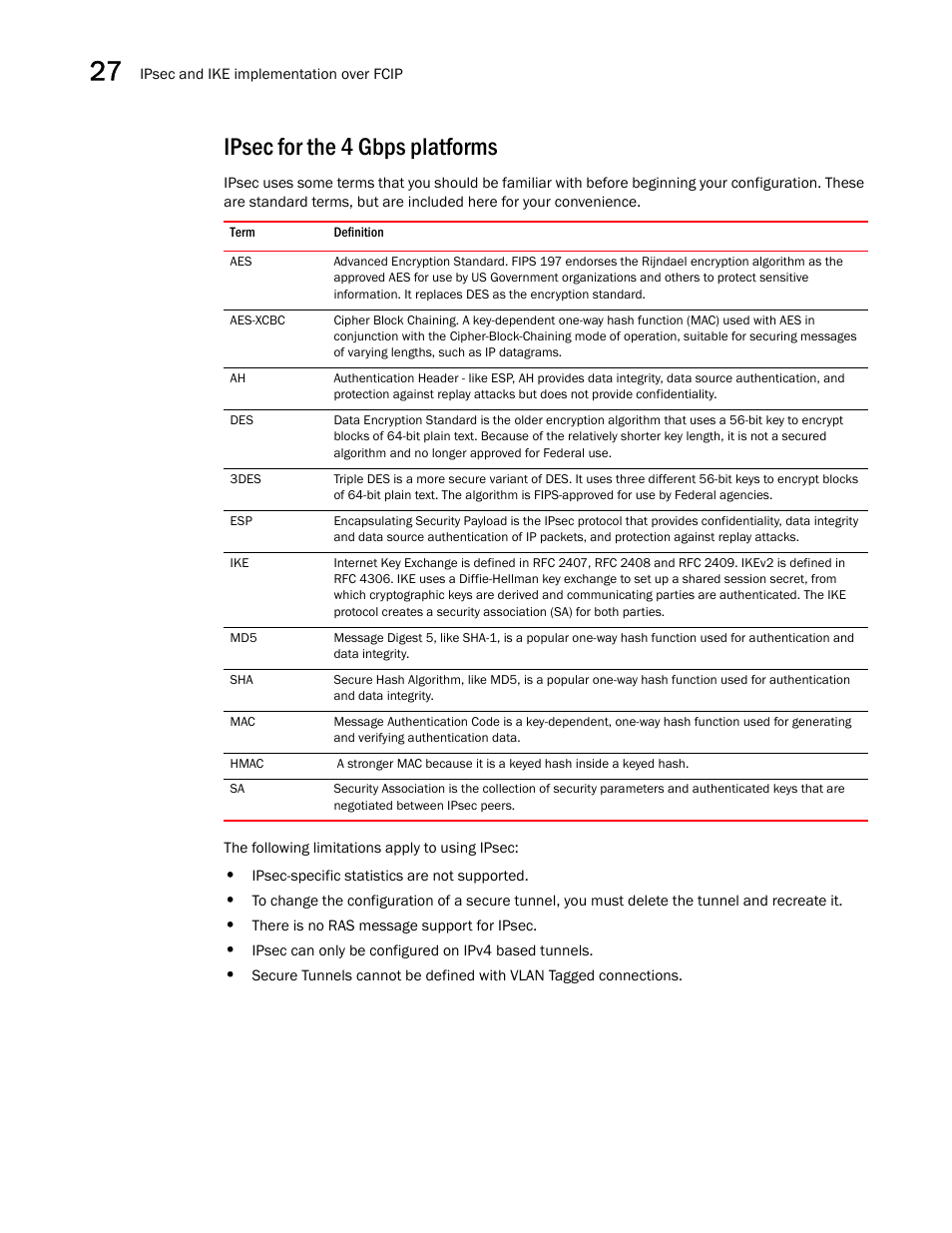 Ipsec for the 4 gbps platforms | Brocade Network Advisor SAN + IP User Manual v12.3.0 User Manual | Page 1300 / 2702