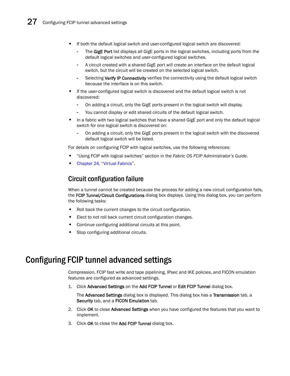 Configuring fcip tunnel advanced settings, Configuring fcip tunnel advanced settings 0, Circuit configuration failure | Brocade Network Advisor SAN + IP User Manual v12.3.0 User Manual | Page 1322 / 2702