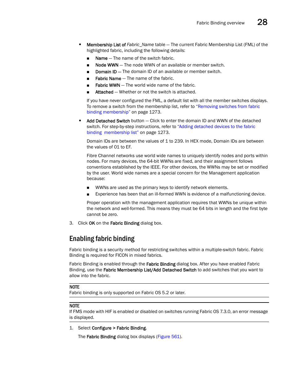 Enabling fabric binding, Enabling, Fabric binding | Brocade Network Advisor SAN + IP User Manual v12.3.0 User Manual | Page 1343 / 2702