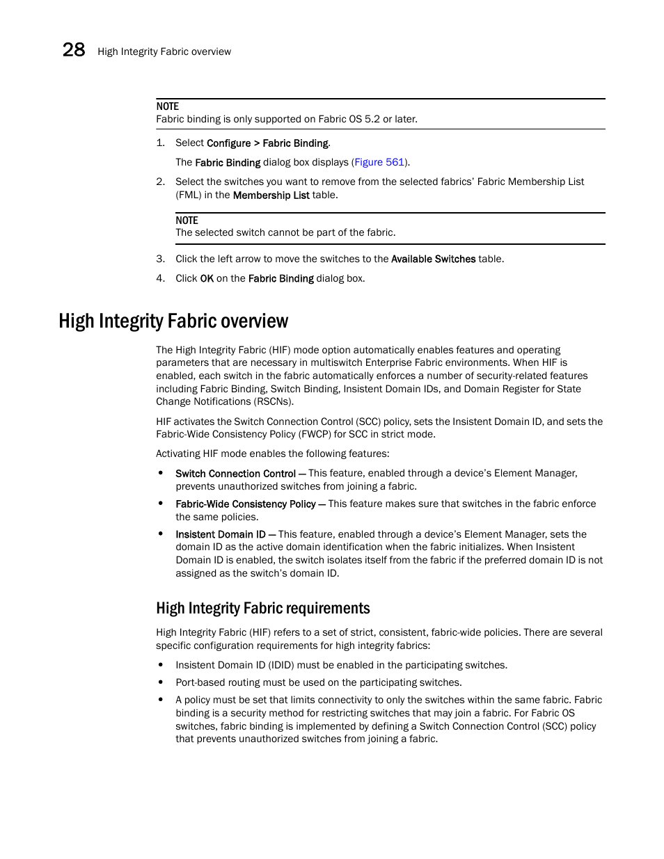 High integrity fabric overview, High integrity fabric requirements | Brocade Network Advisor SAN + IP User Manual v12.3.0 User Manual | Page 1346 / 2702