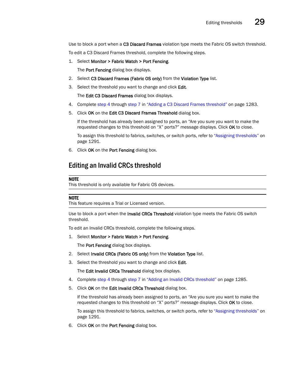 Editing an invalid crcs threshold | Brocade Network Advisor SAN + IP User Manual v12.3.0 User Manual | Page 1365 / 2702