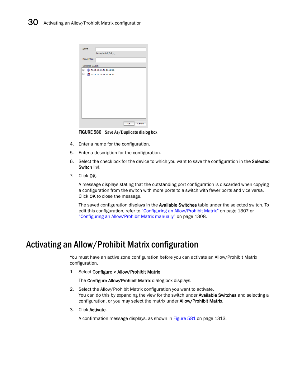 Activating an allow/prohibit matrix configuration, Figure 580 | Brocade Network Advisor SAN + IP User Manual v12.3.0 User Manual | Page 1384 / 2702