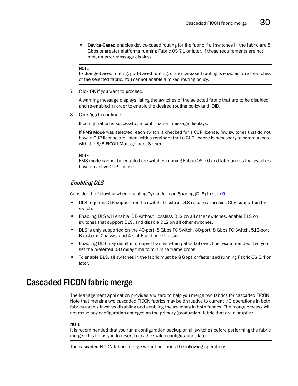 Cascaded ficon fabric merge, Cascaded ficon fabric merge 7, Enabling dls | Brocade Network Advisor SAN + IP User Manual v12.3.0 User Manual | Page 1389 / 2702