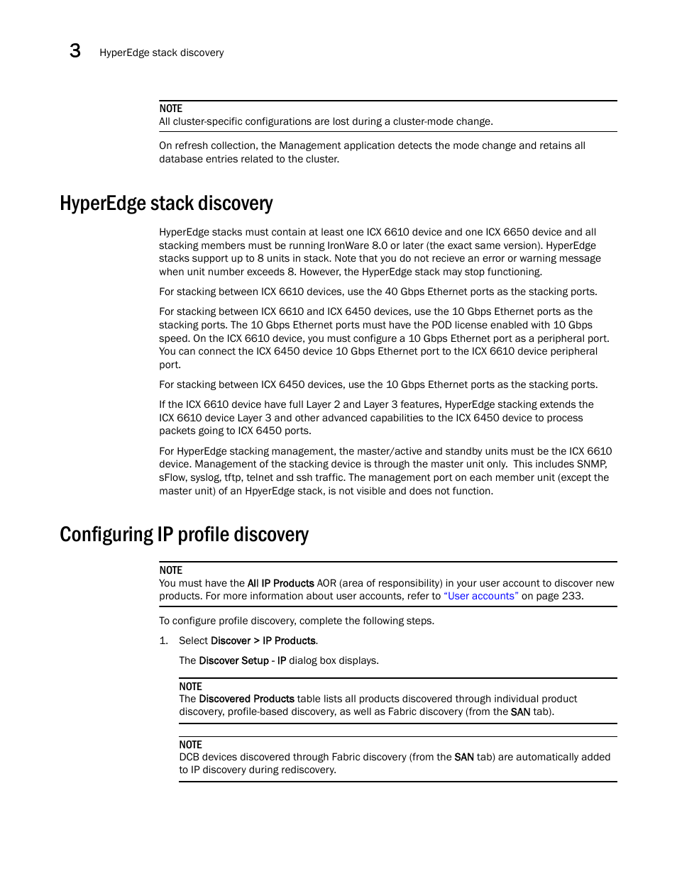 Hyperedge stack discovery, Configuring ip profile discovery | Brocade Network Advisor SAN + IP User Manual v12.3.0 User Manual | Page 140 / 2702