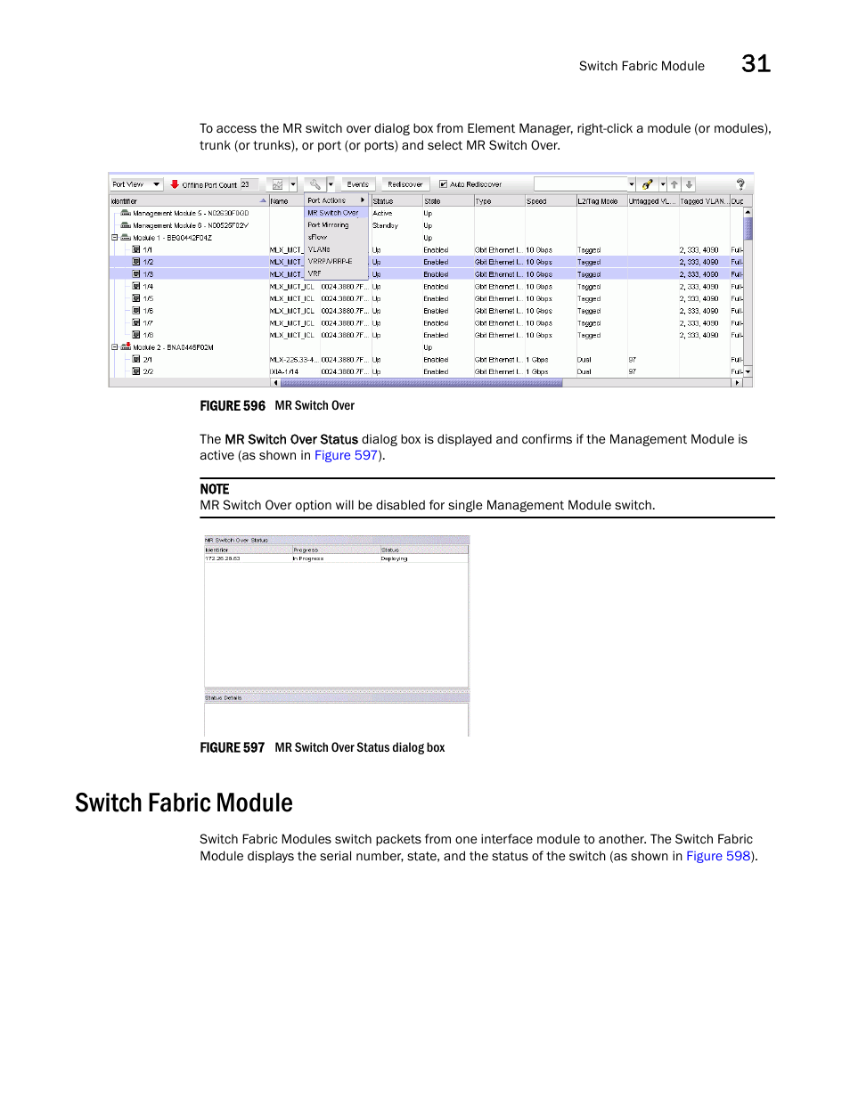 Switch fabric module | Brocade Network Advisor SAN + IP User Manual v12.3.0 User Manual | Page 1413 / 2702