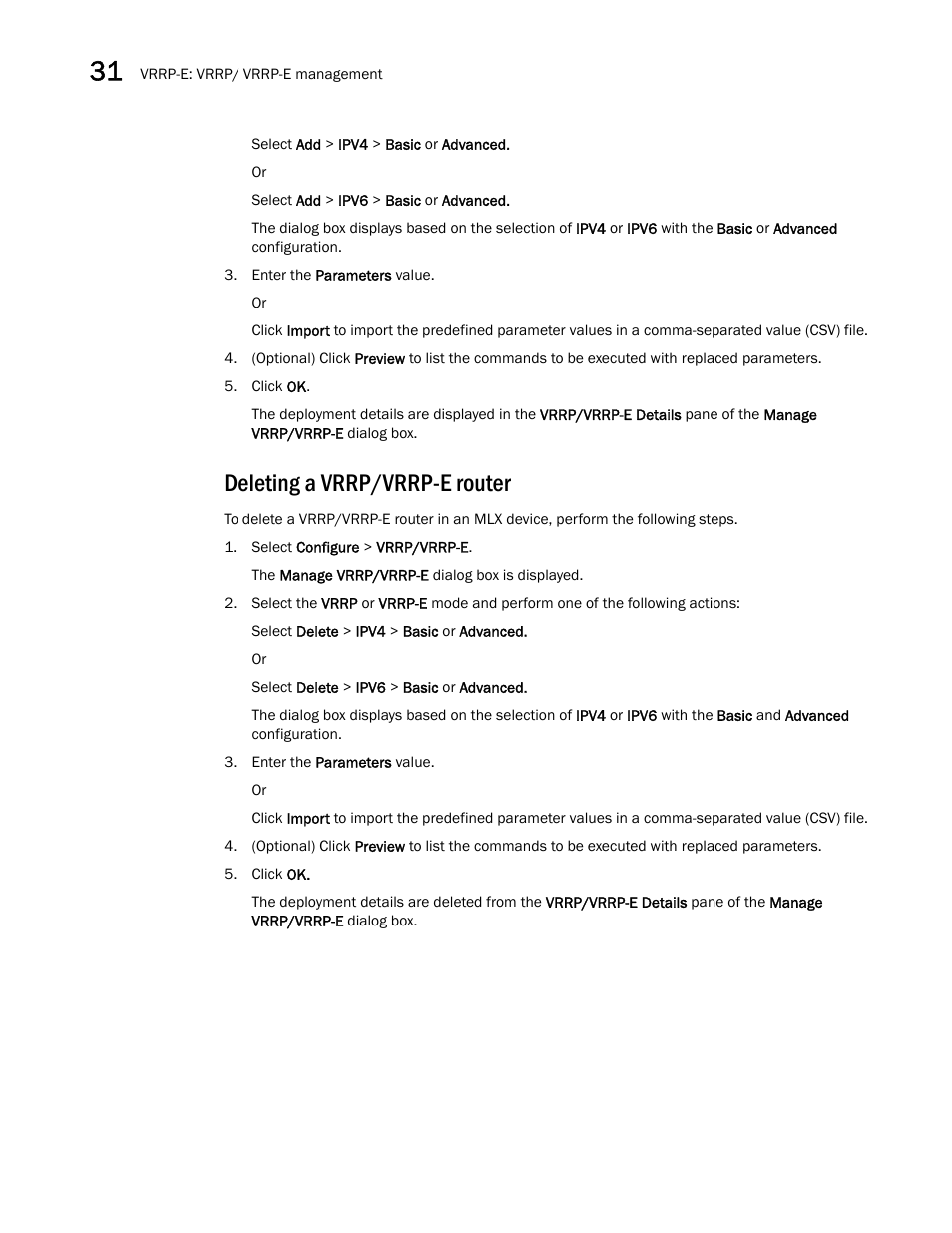 Deleting a vrrp/vrrp-e router | Brocade Network Advisor SAN + IP User Manual v12.3.0 User Manual | Page 1418 / 2702