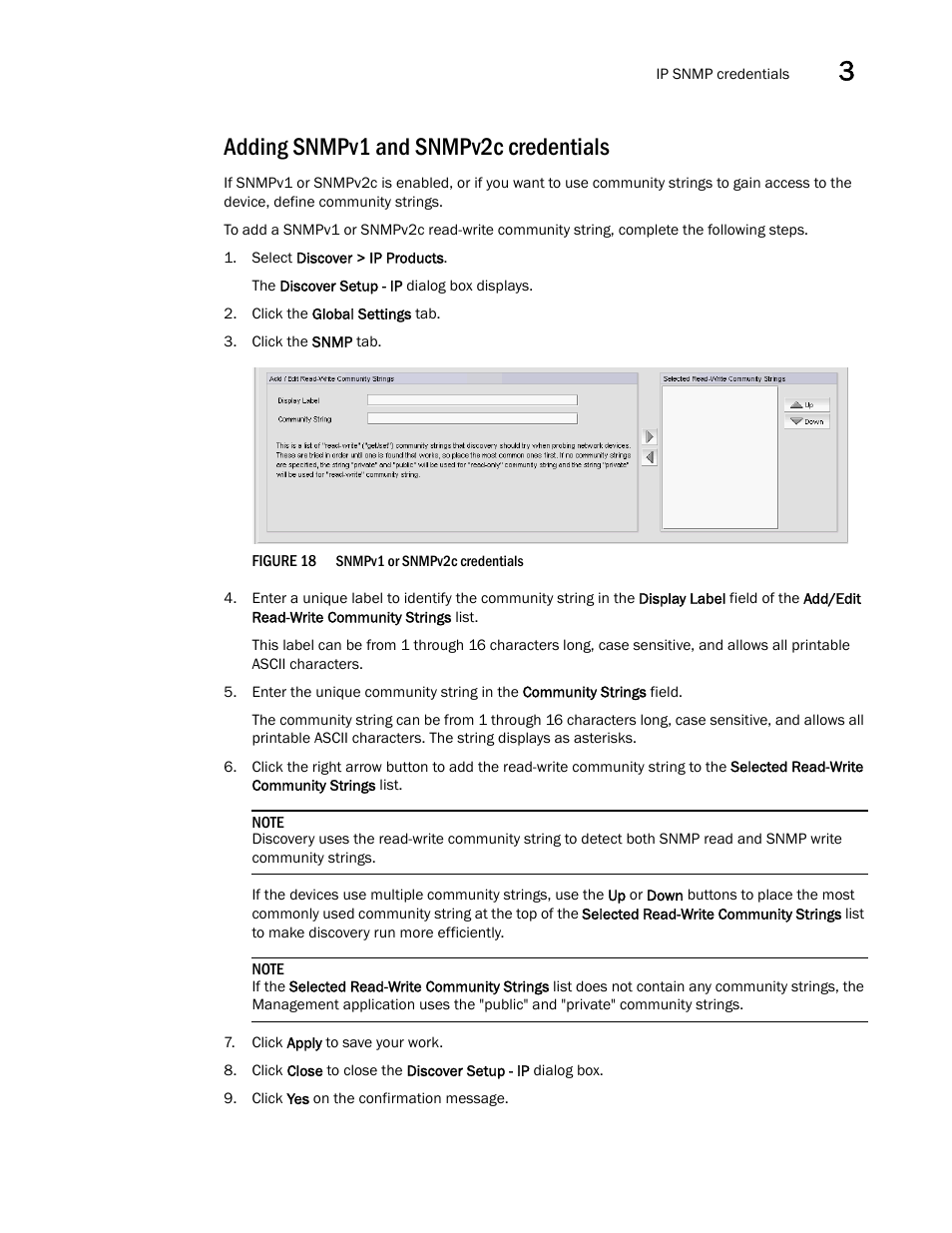 Adding snmpv1 and snmpv2c credentials | Brocade Network Advisor SAN + IP User Manual v12.3.0 User Manual | Page 143 / 2702