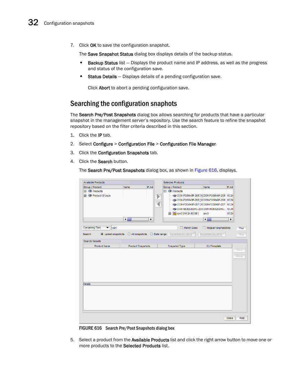 Searching the configuration snaphots | Brocade Network Advisor SAN + IP User Manual v12.3.0 User Manual | Page 1450 / 2702