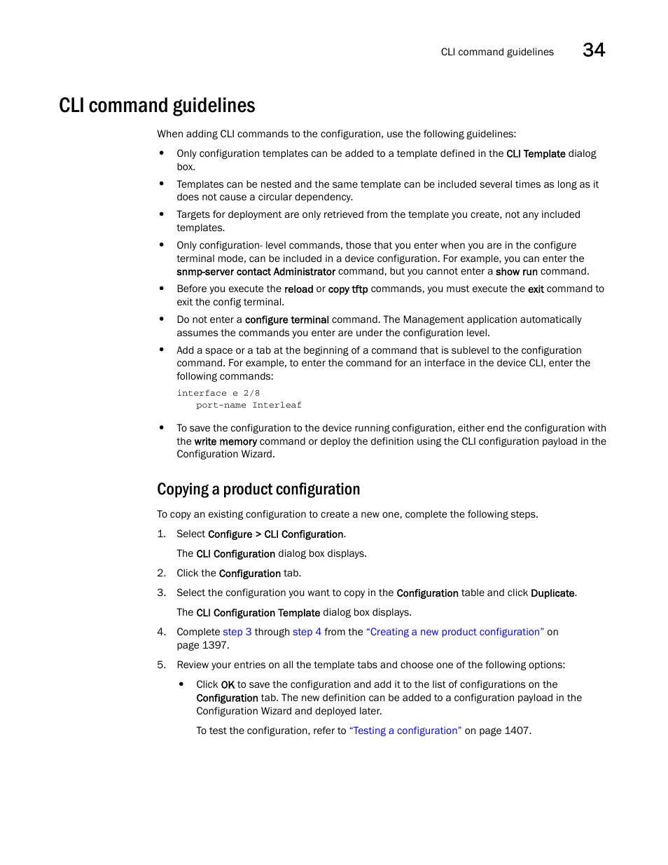 Cli command guidelines, Copying a product configuration, Cli command guidelines 5 | Cli command, Guidelines | Brocade Network Advisor SAN + IP User Manual v12.3.0 User Manual | Page 1477 / 2702