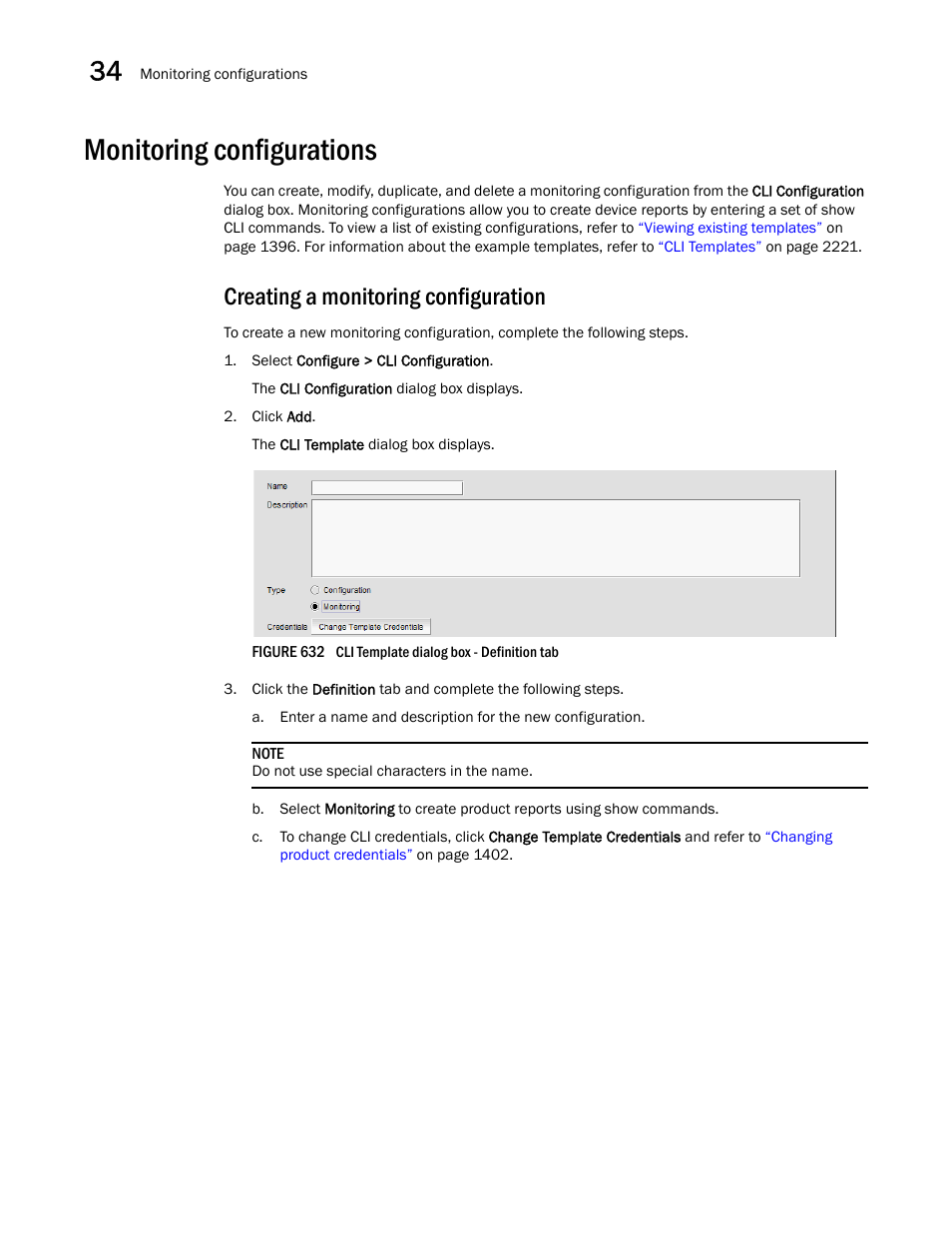 Monitoring configurations, Creating a monitoring configuration, Monitoring configurations 4 | Creating a, Monitoring configuration | Brocade Network Advisor SAN + IP User Manual v12.3.0 User Manual | Page 1486 / 2702