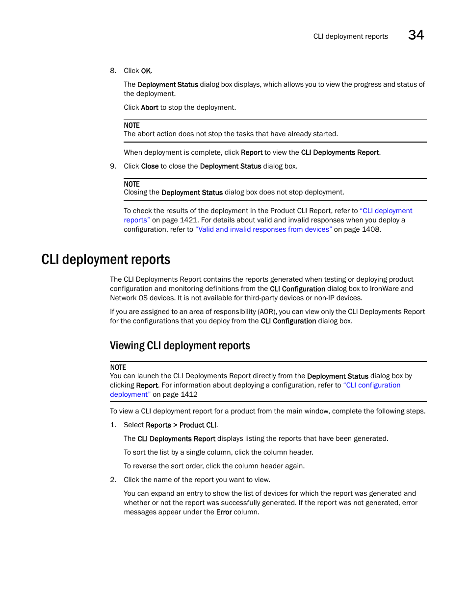 Cli deployment reports, Cli deployment reports 1, Cli deployment | Reports, Viewing cli deployment reports | Brocade Network Advisor SAN + IP User Manual v12.3.0 User Manual | Page 1493 / 2702