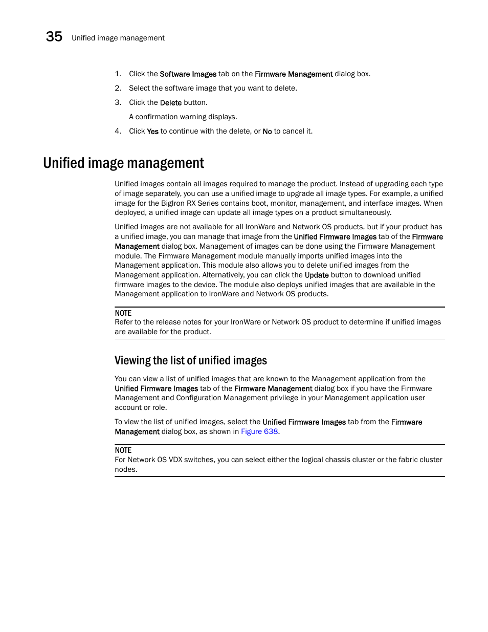 Unified image management, Viewing the list of unified images, Unified image management 2 | Brocade Network Advisor SAN + IP User Manual v12.3.0 User Manual | Page 1504 / 2702