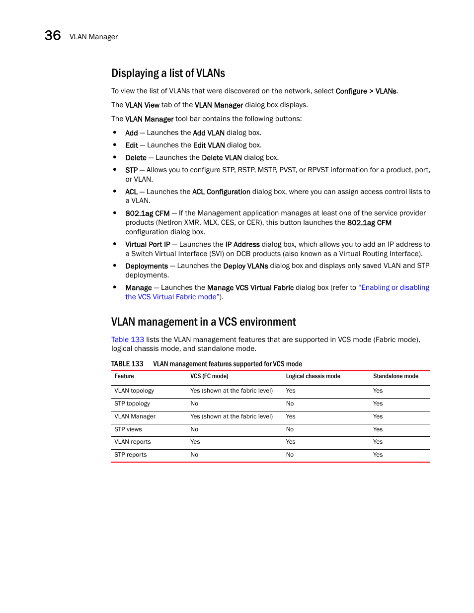 Displaying a list of vlans, Vlan management in a vcs environment | Brocade Network Advisor SAN + IP User Manual v12.3.0 User Manual | Page 1514 / 2702