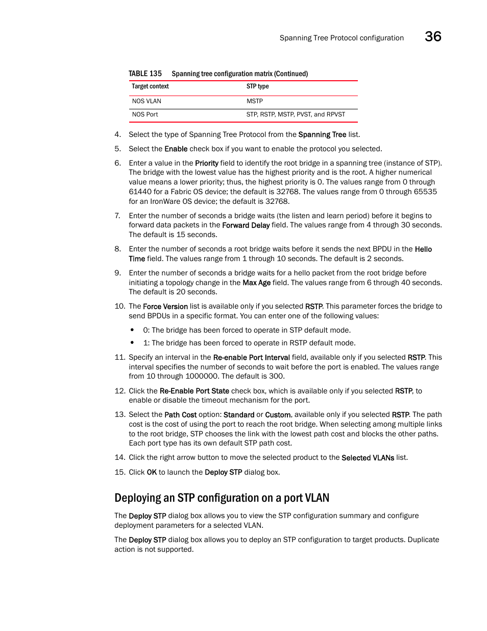 Deploying an stp configuration on a port vlan | Brocade Network Advisor SAN + IP User Manual v12.3.0 User Manual | Page 1529 / 2702