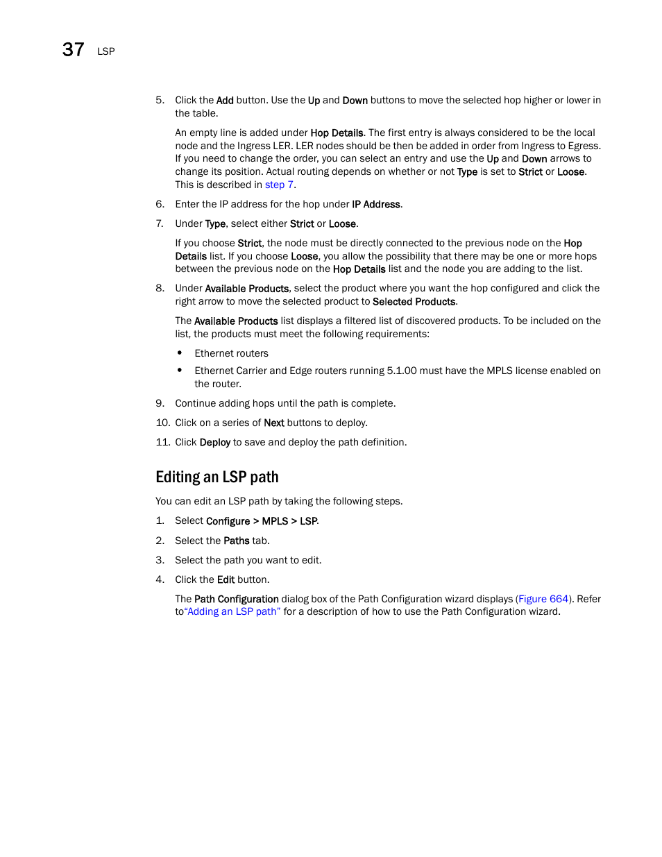 Editing an lsp path | Brocade Network Advisor SAN + IP User Manual v12.3.0 User Manual | Page 1546 / 2702