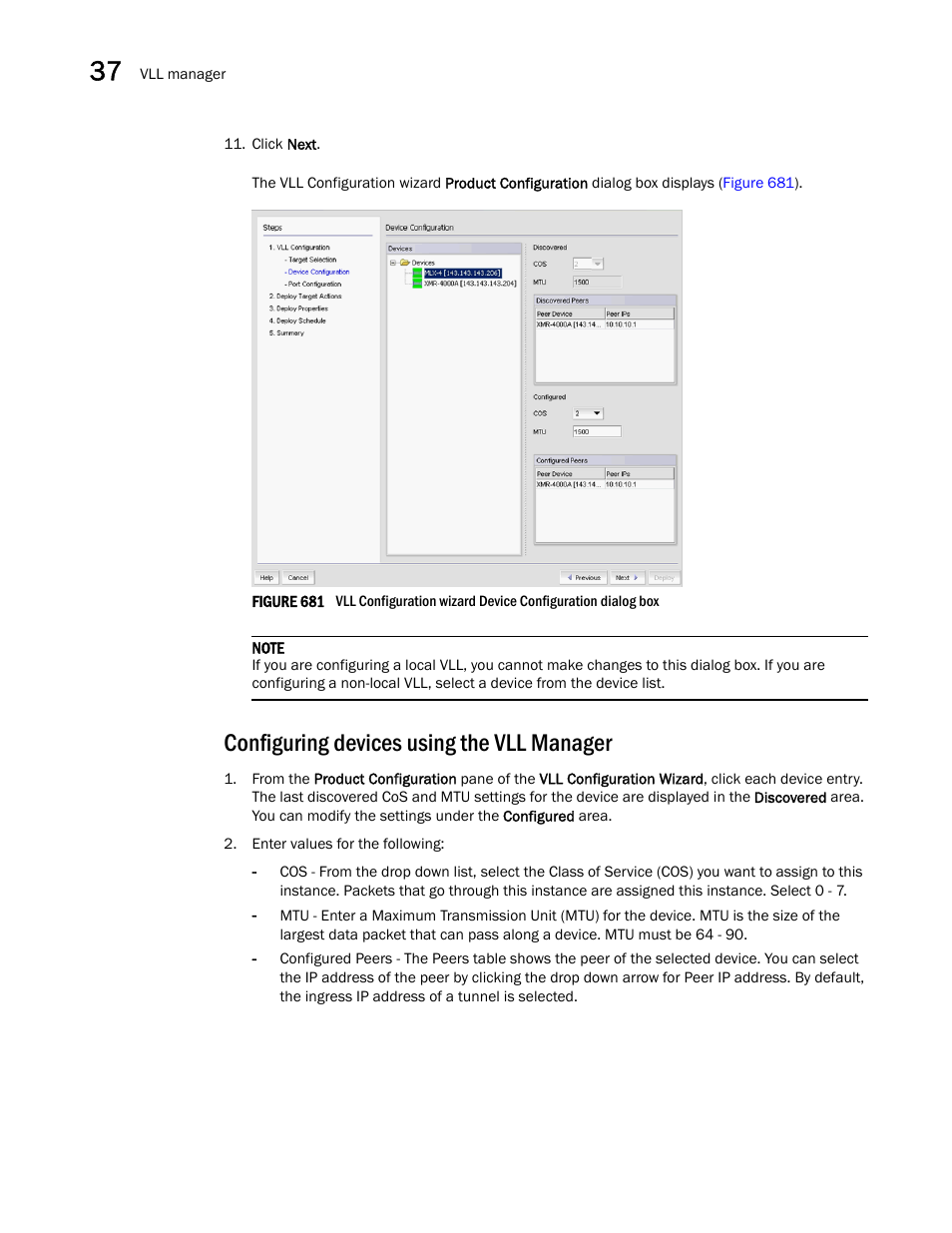 Configuring devices using the vll manager | Brocade Network Advisor SAN + IP User Manual v12.3.0 User Manual | Page 1566 / 2702