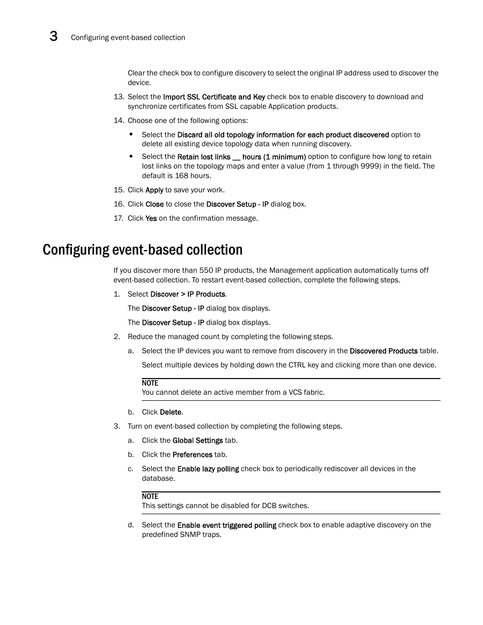 Configuring event-based collection | Brocade Network Advisor SAN + IP User Manual v12.3.0 User Manual | Page 158 / 2702