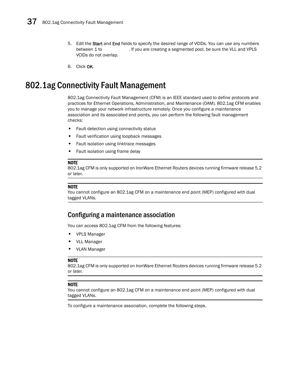 1ag connectivity fault management, Configuring a maintenance association, 1ag connectivity fault management 8 | Brocade Network Advisor SAN + IP User Manual v12.3.0 User Manual | Page 1590 / 2702